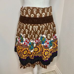 JW Petite Layered Boho Miniskirt